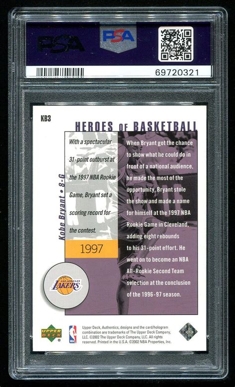 PSA BGS 10 9 5 9 KOBE BRYANT 02 UD HEROES OF BASKETBALL 限量 989 張 籃球英雄鑑定