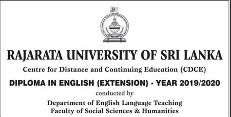 Diploma in English - Rajarata University - Teacher