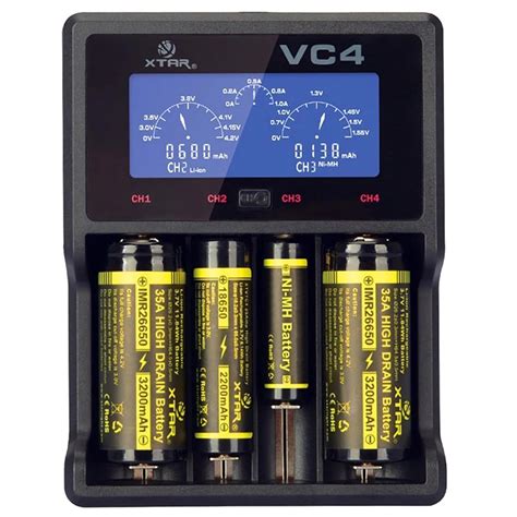 XTAR VC4 Universal LCD Screen USB Battery Charger 18650 26650 32650