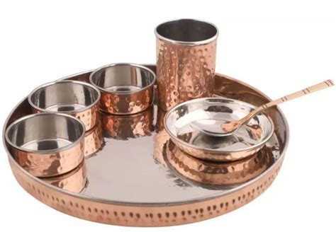 Traditional Dinner Set Hot Selling Copper Dinnerware Set Majestic Thali Set Indian Dinnerware