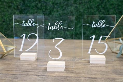 Wedding Table Numbers With Holders Clear Acrylic Etsy