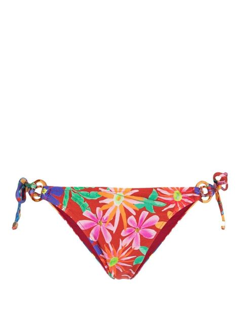 Patbo Aster Floral Print Bikini Brief Red Farfetch