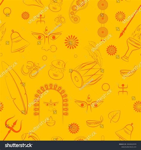 Durga Puja Seamless Pattern Background Vector Stock Vector (Royalty ...