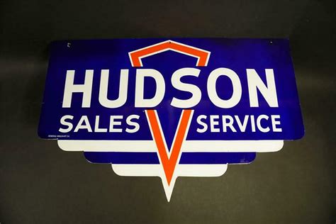 Phenomenal 1940s Hudson Automobiles Sales Service Double Sided Porcelaindealership Sign