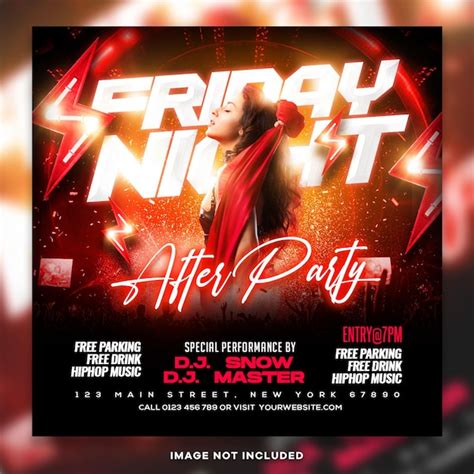 Premium PSD Friday Night Dj Party Instagram Post Flyer PSD