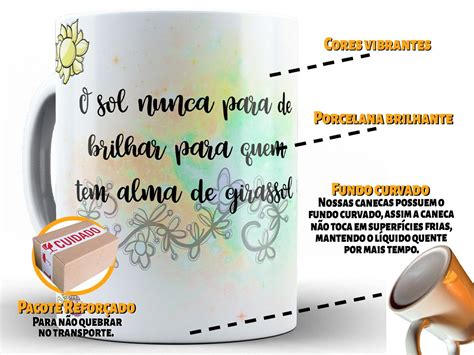 Caneca Personalizada Porcelana Brilho De Girassol Presente Elo