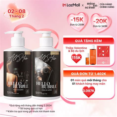 Bộ đôi Gội Xả mise en scene Hello Bubble All Star Smoothing dưỡng suôn