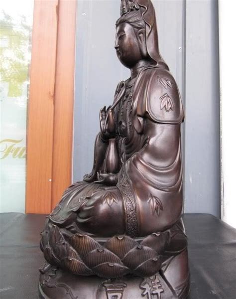 18 Chinese Buddhism Pure Bronze Copper Statue Of Kwan Yin Guan Yin