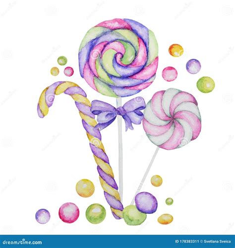 Bright Colors Candy Set Lollipops Bright Colors On White Background