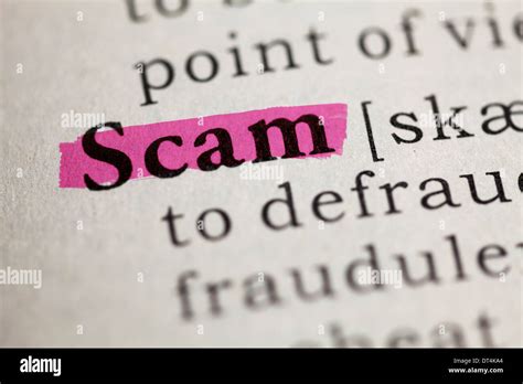 Fake Dictionary Dictionary Definition Of The Word Scam Stock Photo Alamy