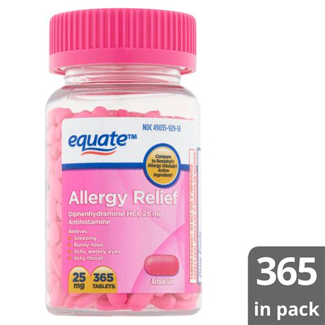 Equate Allergy Relief Diphenhydramine Tablets 25mg 365 Count