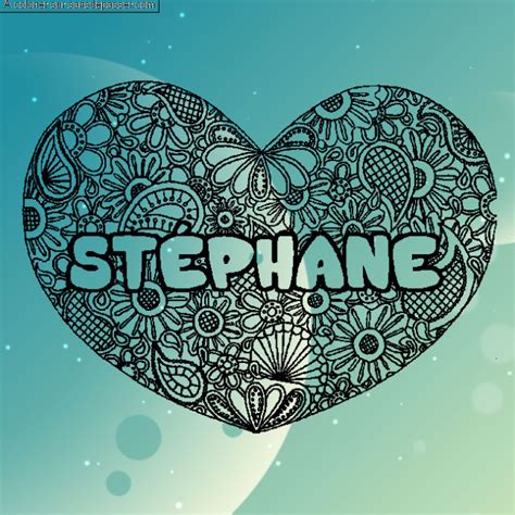 Coloriage prénom STÉPHANE décor Mandala coeur Sans Dépasser