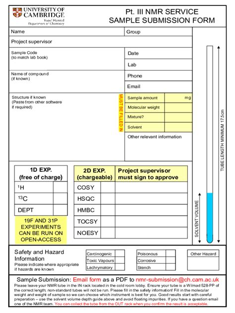 Fillable Online Pt III NMR SERVICE SAMPLE SUBMISSION FORM Fax Email