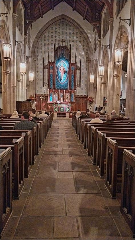 Episcopalian Service in Church Interior Stock Photo - Image of aerial ...