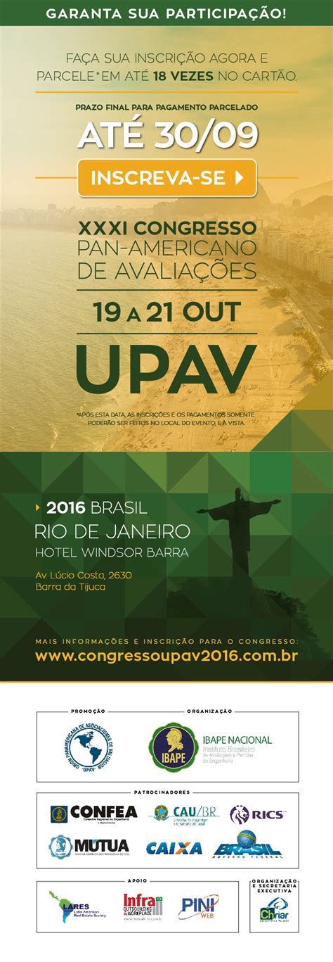 IBAPE Nacional Congresso UPAV Faça sua inscrição parcelamento