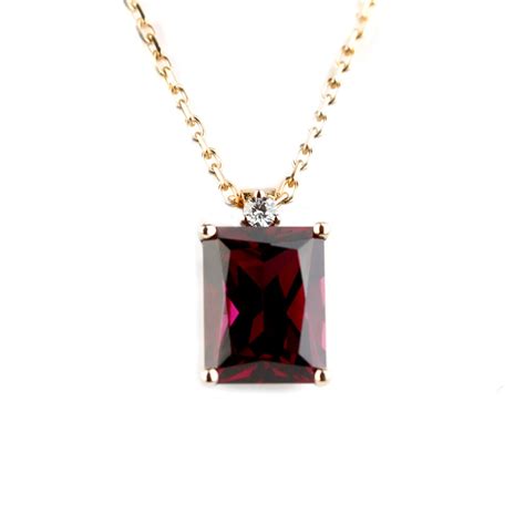 Pendentif Grenat Rectangle Et Or Rose 18K GriGri Grenat Rectangle