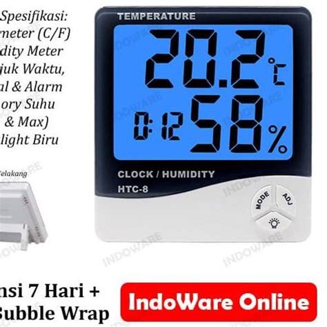 Jual HTC 8 Termometer Hygrometer Ruangan Digital Jam Thermometer In Out