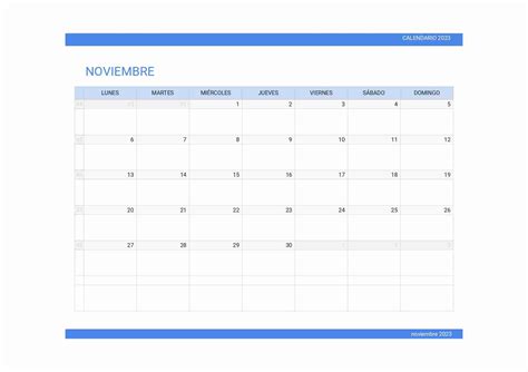 Calendario Noviembre 2023