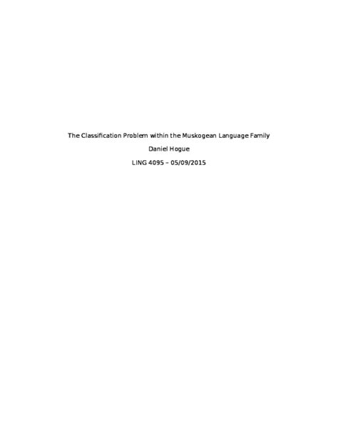 (DOC) The Classification Problem within the Muskogean Language Family