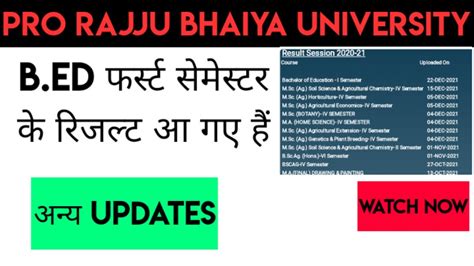 Pro Rajju Bhaiya University Bed St Semester Result Out Now Pro Rajju