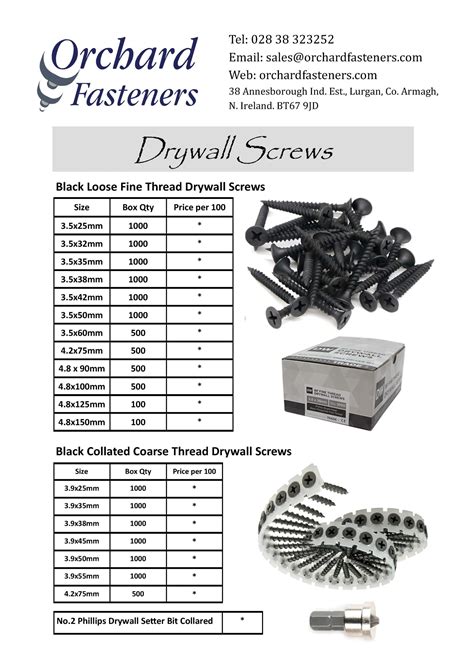 Black Loose Fine Thread Drywall Screws Orchard Fasteners