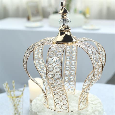 Balsacircle 9 Inch Tall Gold Metal Crown Cake Topper