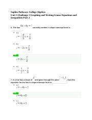 Sophia Pathways College Algebra Unit 3 Challenge 1 Part 2 Docx