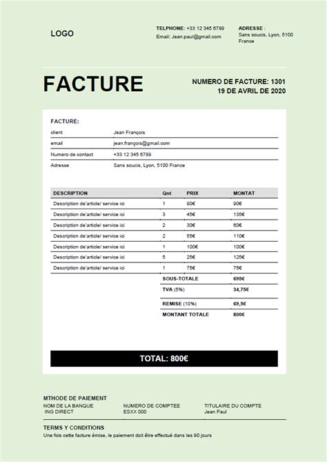 Facture Proforma Vierge Pdf