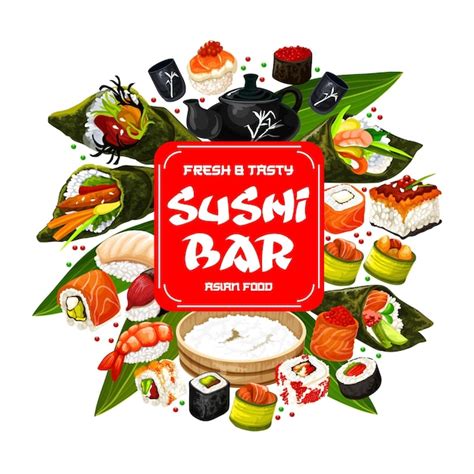 Premium Vector Japanese Cuisine Sushi And Roll Bar