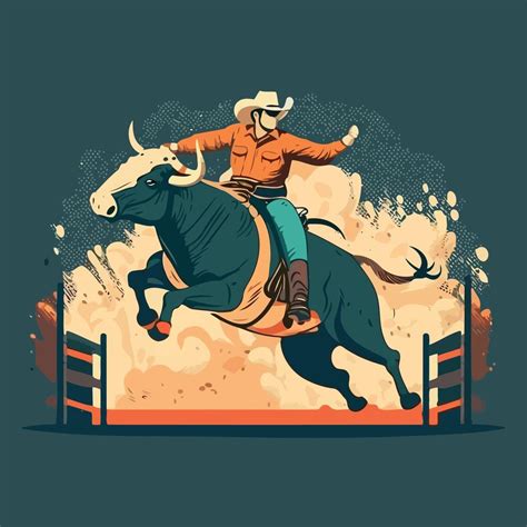 Bull Riding Cowboy 18973767 Vector Art at Vecteezy