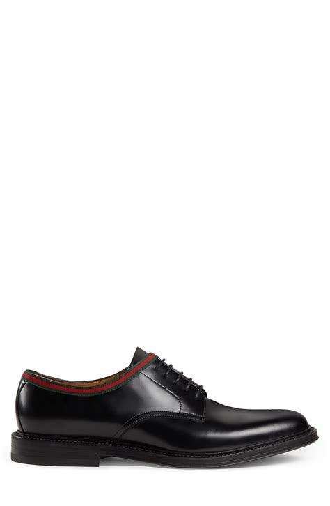 Gucci Mm Leather Lace Up Derby Shoes In Nero Black For Men Lyst