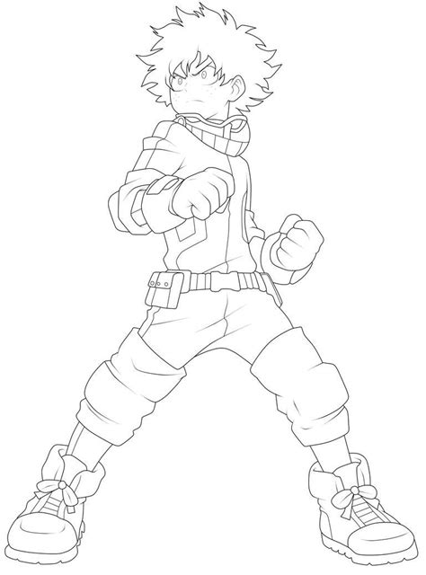 Izuku Midoriya Lineart By Chronofz On Deviantart Anime Lineart