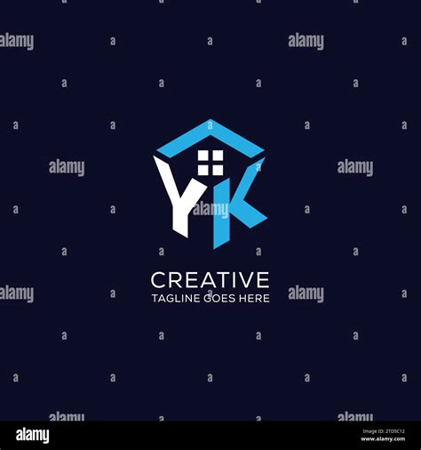 Initial Logo YK Monogram With Abstract House Hexagon Shape Clean And