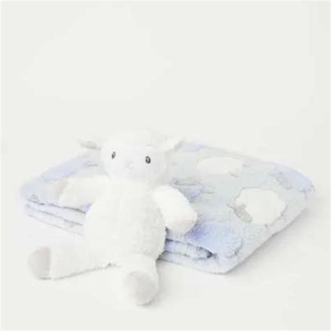 Snugtime Coral Fleece Blanket With Toy Blue Aussie Baby