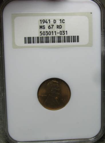 D Lincoln Cent Wheat Penny Ms Red Ngc Slabbed Coin