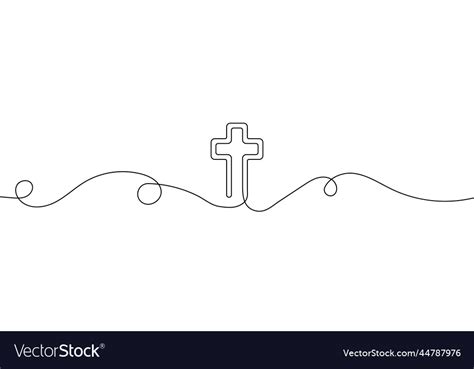 Christian Cross In Continuous Line Drawing Style Vector Image