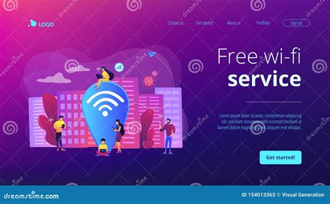 Public Wi Fi Hotspot Concept Landing Page Stock Vector Illustration