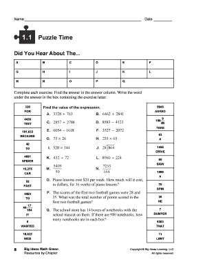 Puzzle Time 1 1 Answers Fill And Sign Printable Template Online