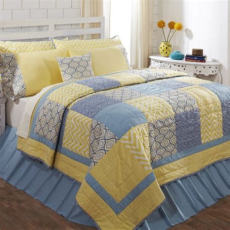 blue and yellow quilt sets