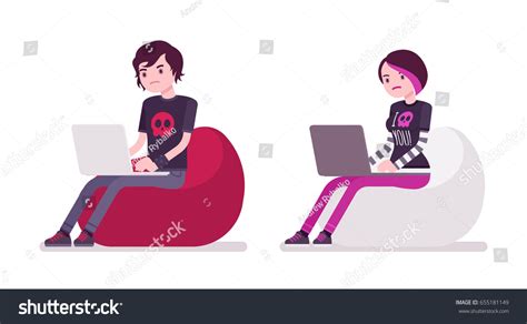 Emo Boy Girl True Subculture Look Stock Vector (Royalty Free) 655181149 ...