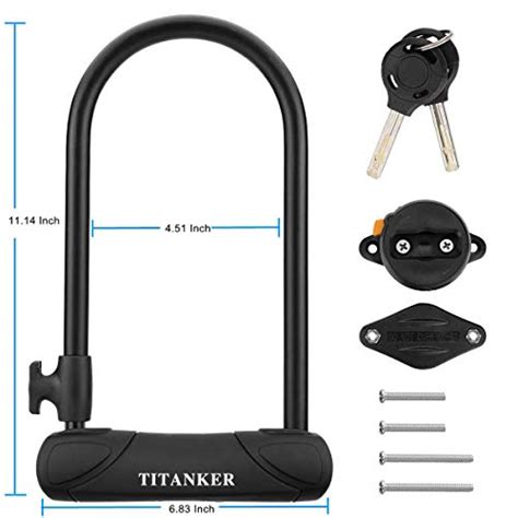 Titanker U Lock Bike Lock Heavy Duty Keys Bike U Shackle Secure Locks