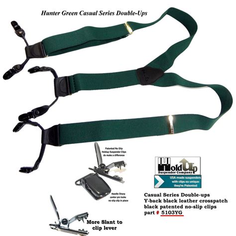 Holdup Brand Dark Hunter Green Dual Clip Double Up Style Suspenders