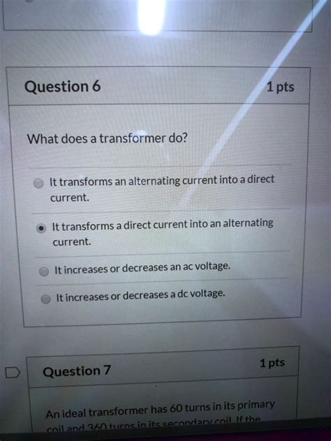 Solved Question Pts What Does A Transformer Do It Transforms An