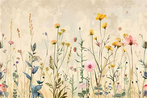 Watercolor Painting of Meadow Filled Graphic by Sun Sublimation · Creative Fabrica