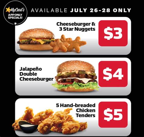 Deal Carl S Jr App Deals Valid From To July Frugal Feeds