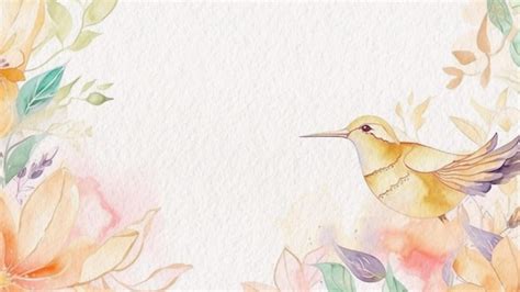 Premium Photo | A watercolor background with a hummingbird and flowers.