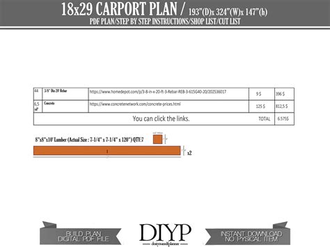 20x30 Carport Blueprint Plans - DIY Wooden carport - Downloadable Prin ...