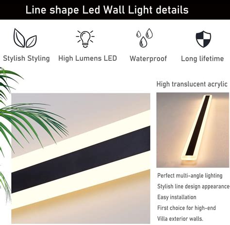 2 Pack 39inch Long Outdoor Modern Led Wall Light30w Waterproof Ip65 Warm White 110v Led Wall