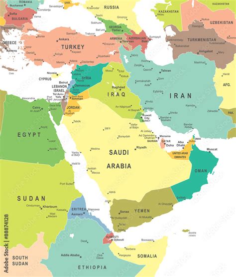 Wall Chart Middle East And Central Asia Map Laminated 59 OFF