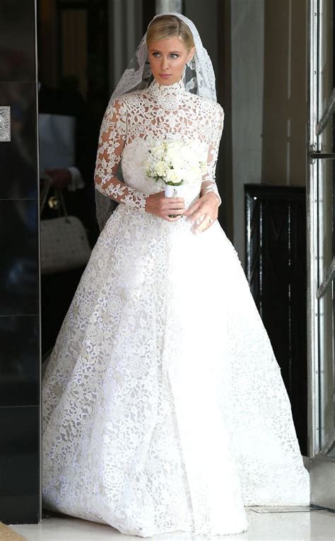 First Look Nicky Hiltons Dramatic White Lace Wedding Dress—see The